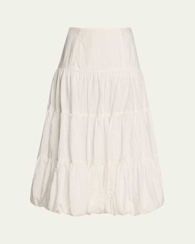 Pyper Tiered Bubble-Hem Midi Skirt